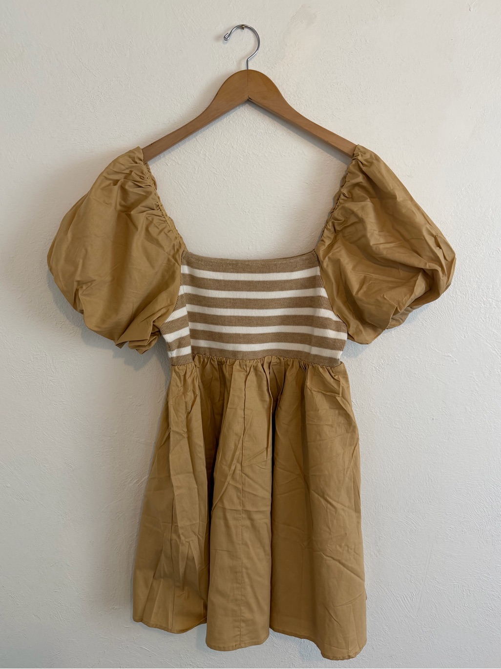 Nwts One Loved Babe Women’s Large Puff Sleeve Striped Babydoll Dress — image 7 of 8